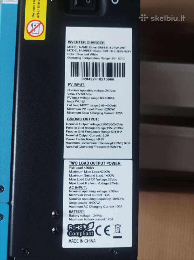 Hibridinis mppt Inverteris 24v į 220v 4.2kw - nuotraukos Nr. 2