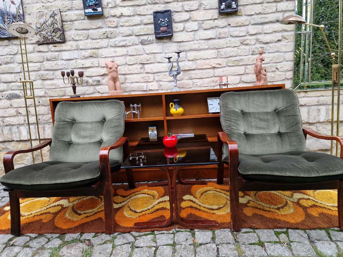 Vintažinis mid century fotelių ir staliuko kompl. - nuotraukos Nr. 3