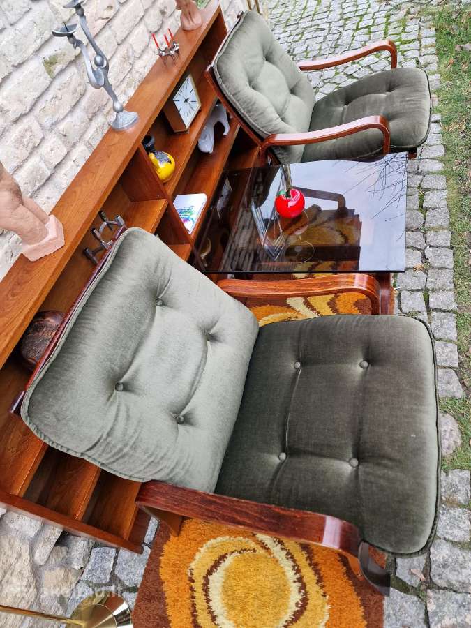 Vintažinis mid century fotelių ir staliuko kompl. - nuotraukos Nr. 11