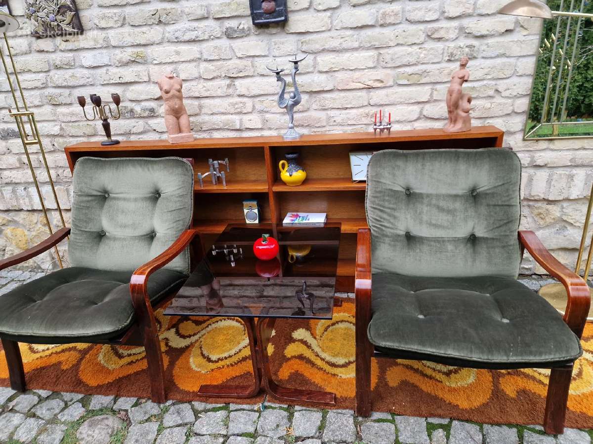 Vintažinis mid century fotelių ir staliuko kompl. - nuotraukos Nr. 12