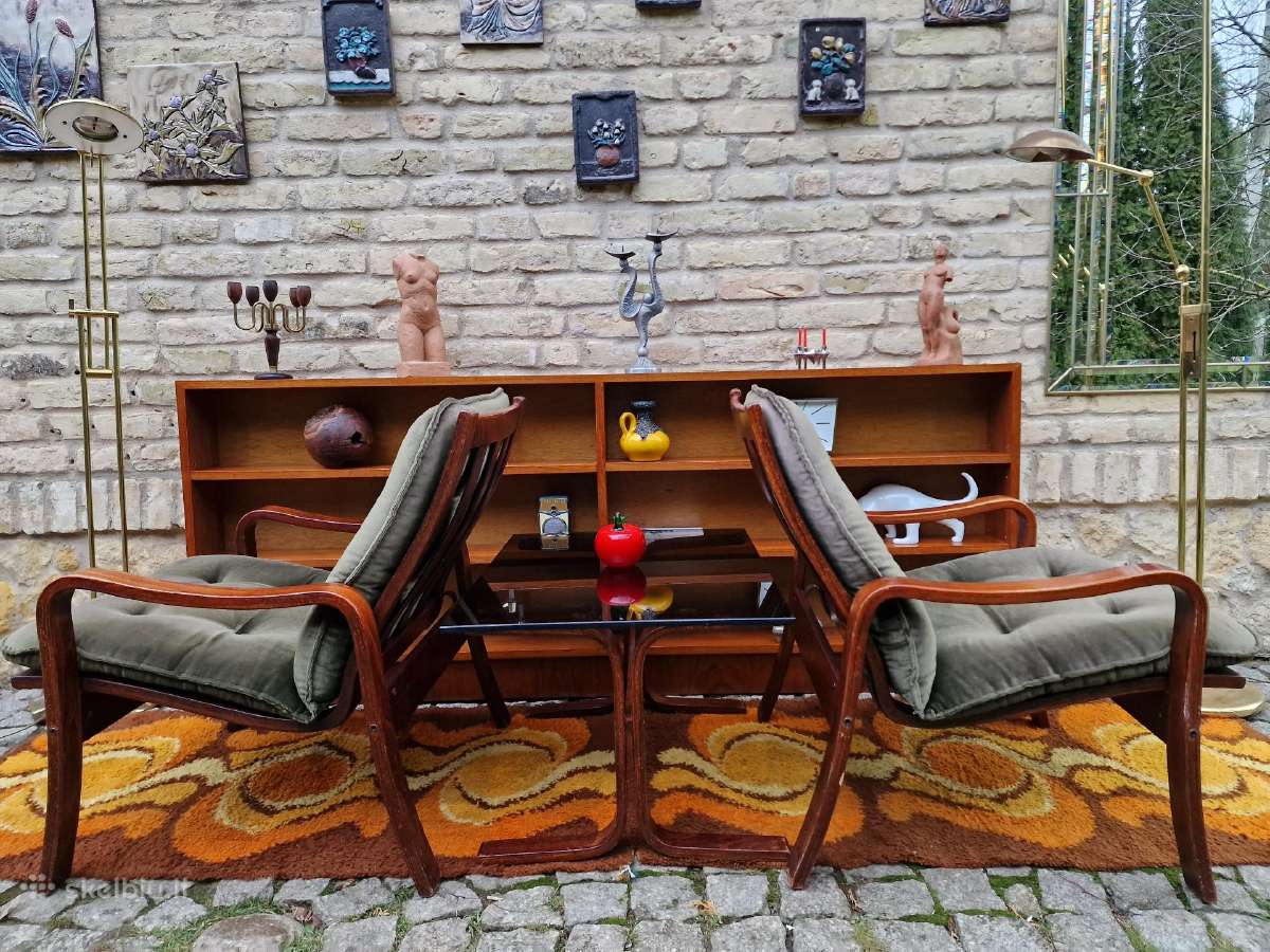Vintažinis mid century fotelių ir staliuko kompl. - nuotraukos Nr. 15