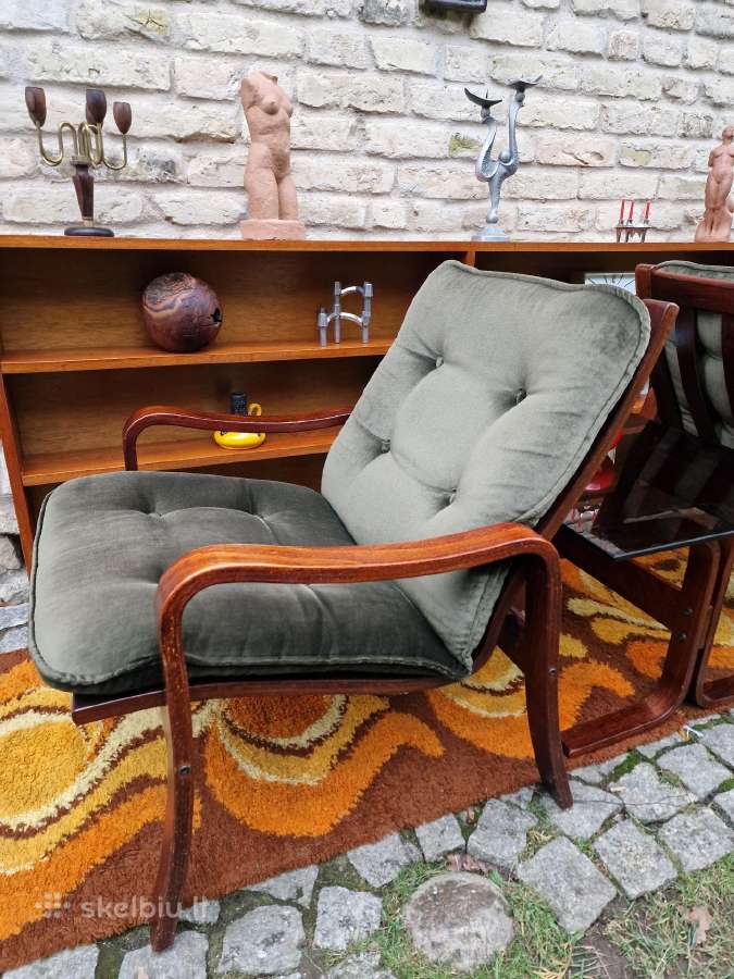 Vintažinis mid century fotelių ir staliuko kompl. - nuotraukos Nr. 16