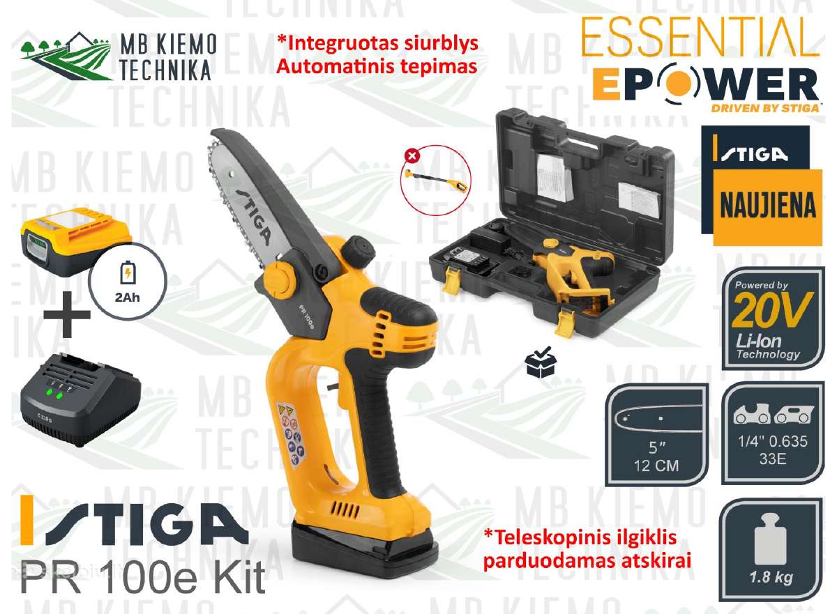 Naujasis Stiga Pr 100e Kit genėtuvas