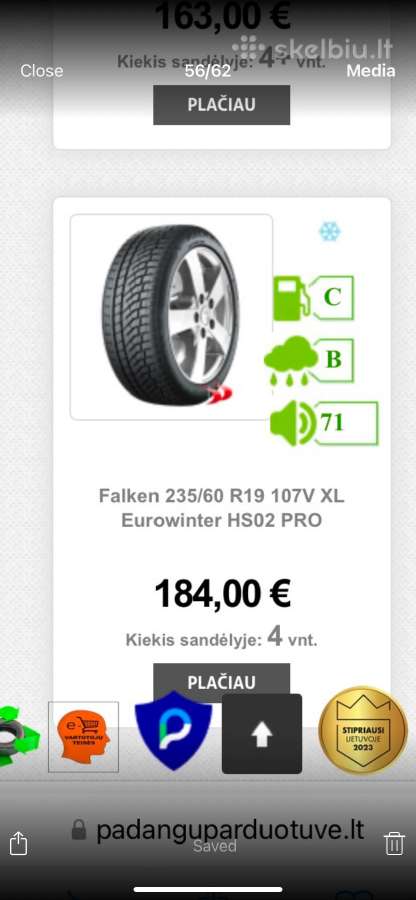Falcen 235/60/r19 /107v/XL Eurowinter Hs02 Pro - nuotraukos Nr. 2