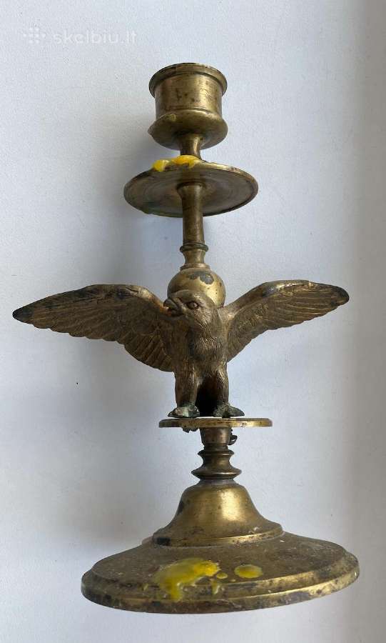 Žalvarinė žvakidė su ereliu 19.5 cm