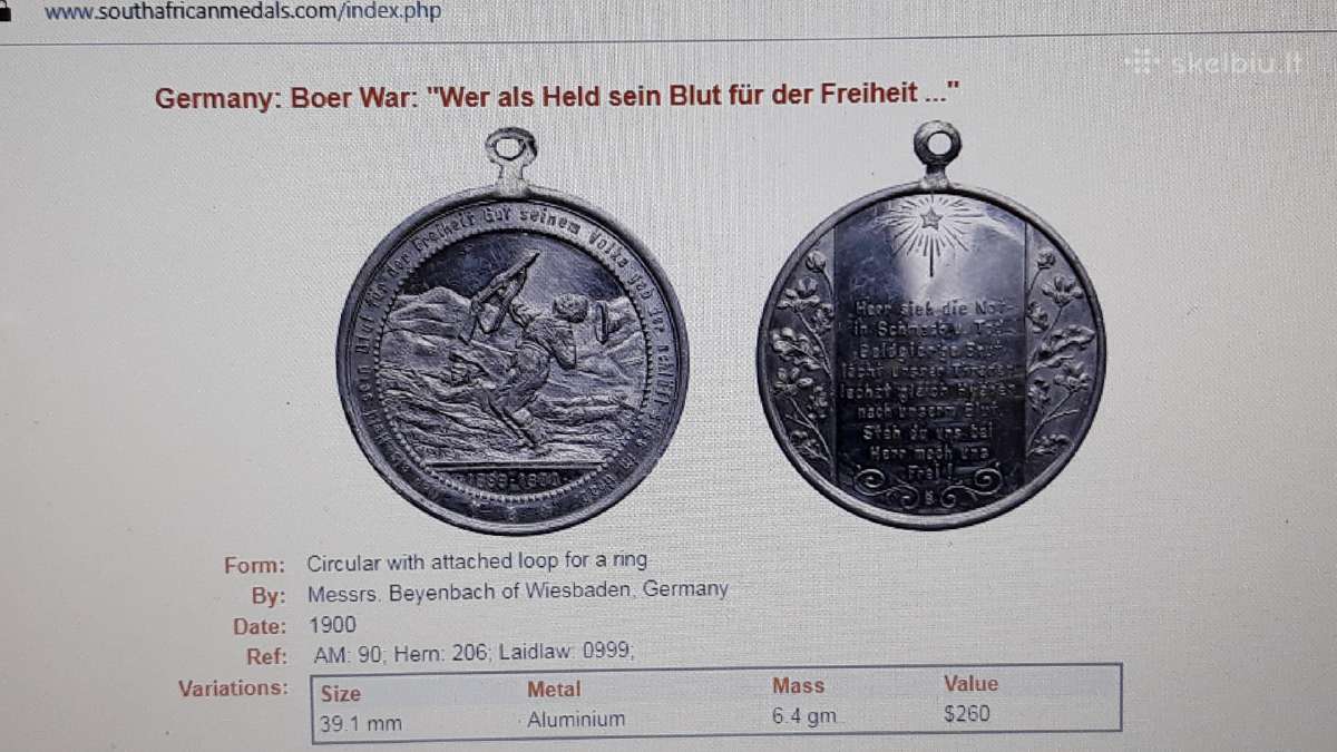 Vokietija medalis būrų karas 1899 - 1900 - nuotraukos Nr. 6