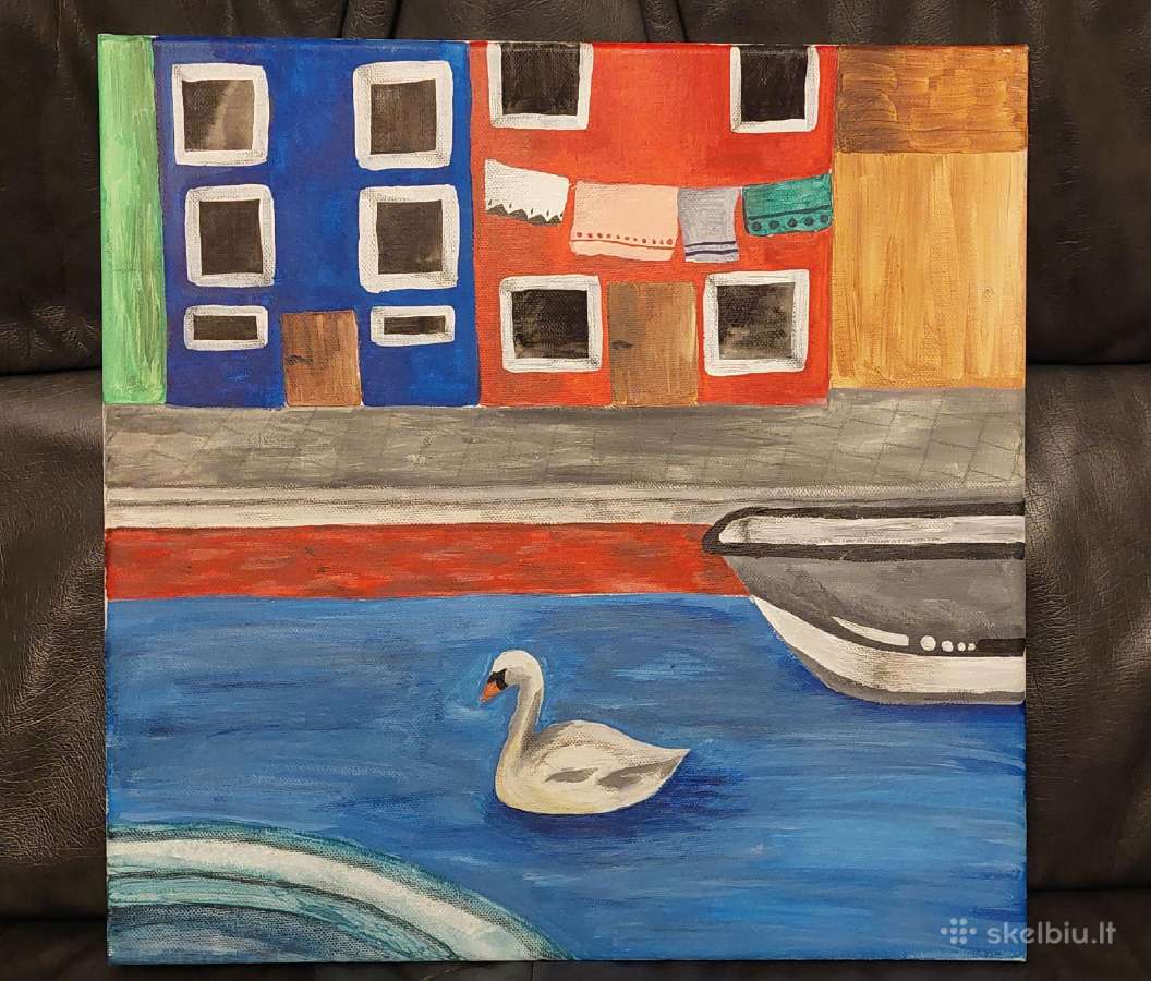Paveikslas "Burano salos motyvas" drobė 40x40cm