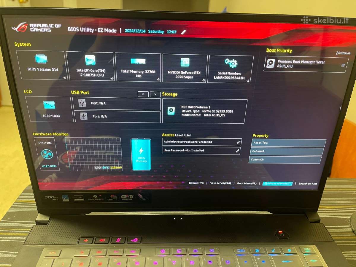 Asus Zephyrus S15/ i7-10875h/32/512gb/rtx 2070 8gb - nuotraukos Nr. 4