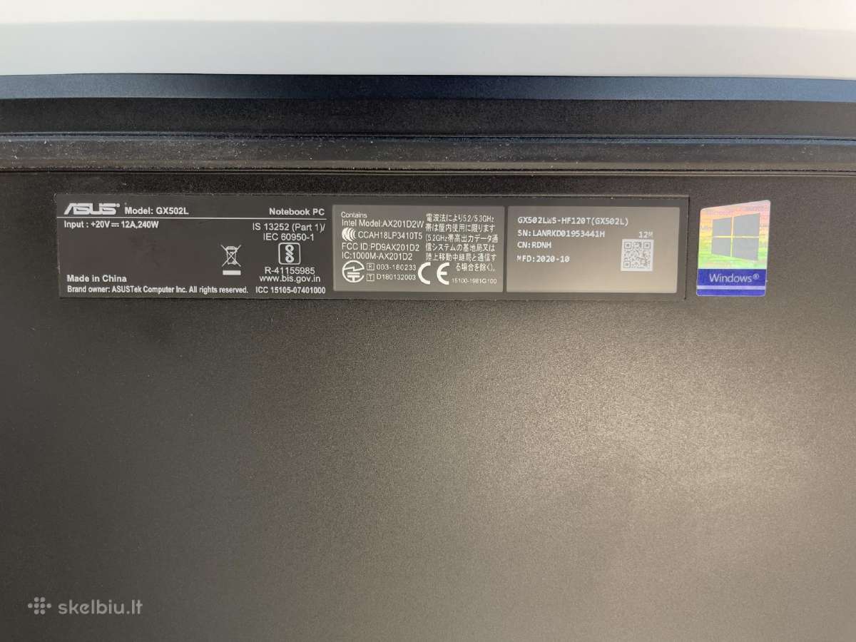 Asus Zephyrus S15/ i7-10875h/32/512gb/rtx 2070 8gb - nuotraukos Nr. 11