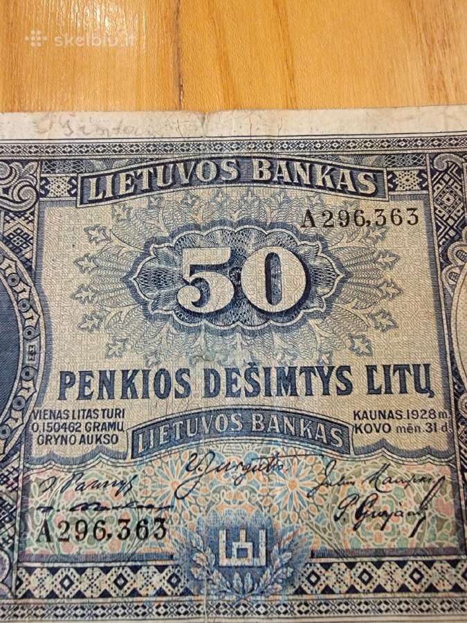1928 m.a serijos 50 litų banknotas - nuotraukos Nr. 4