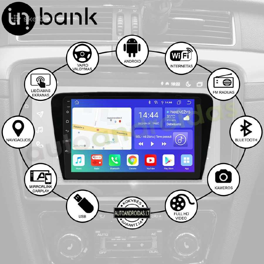 Skoda Superb 2003-14 Android multimedija WiFi/GPS - nuotraukos Nr. 2