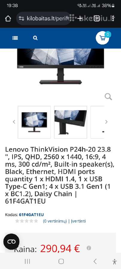 Monitorius Lenovo Thinkvision P24h su garantija - nuotraukos Nr. 4