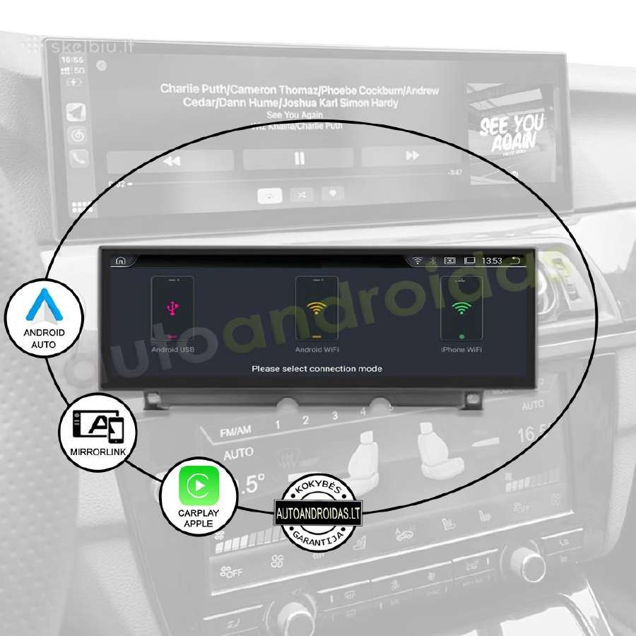 Bmw 5 F10 F11 2010-17 Android multimedia carplay - nuotraukos Nr. 9