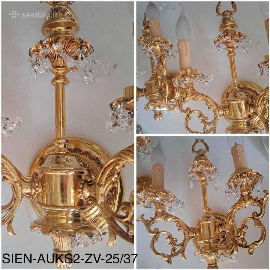 Sieniniai Krištolo bronzos šviestuvai. Bra - nuotraukos Nr. 7