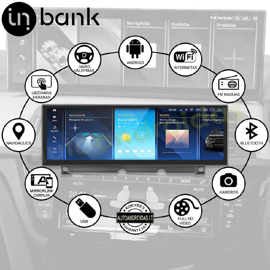 Bmw 3 4 Gt f3x 2014-20 Android multimedia Carplay - nuotraukos Nr. 2