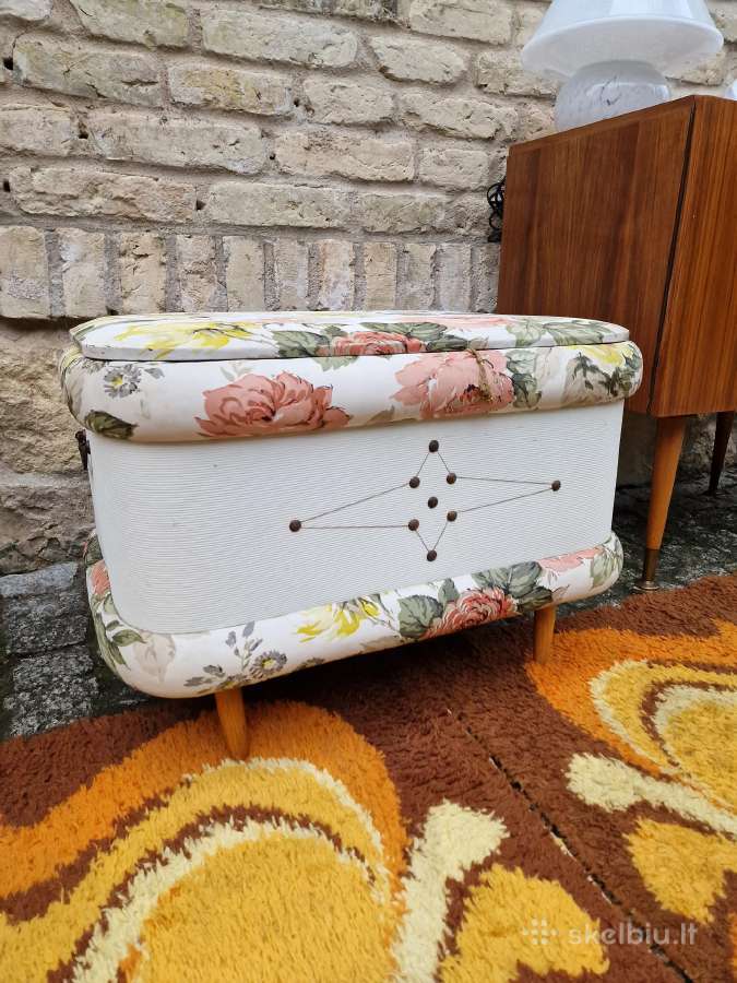 Vintažinis mid century pufas-daiktadėžė