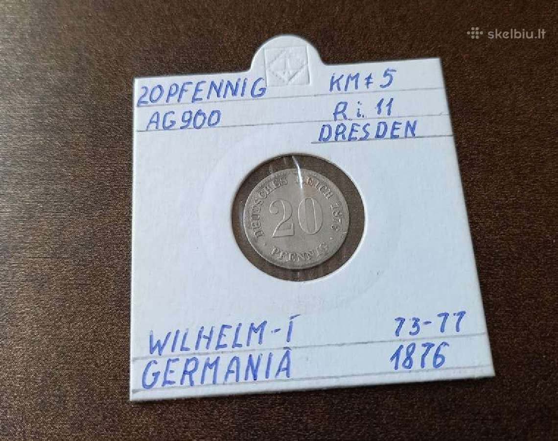 Vokietijos imperija 1876 E 20 pfenigiu (sidabras)