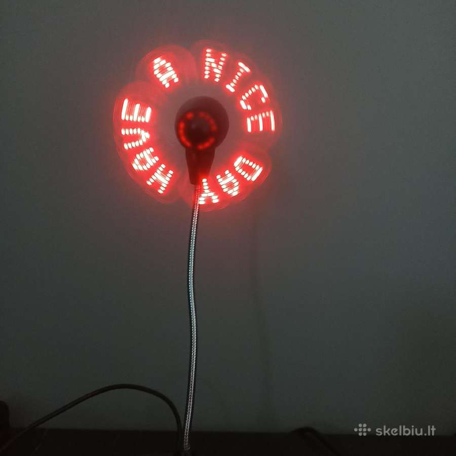 Mini ventiliatorius su LED tekstu - nuotraukos Nr. 2