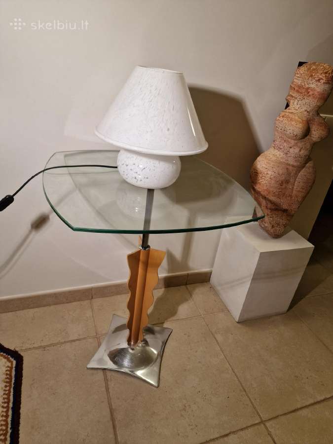 Vintažinė mid century stiklinė stalo lempa - nuotraukos Nr. 16