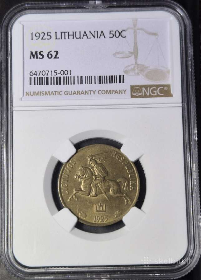 1925 m 50 ct Ngc Ms62 Lietuva. Labai graži moneta.