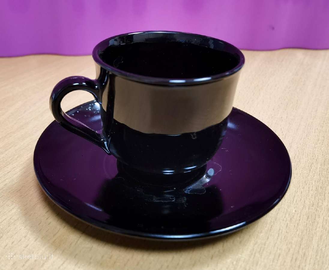 Puodeliai Espresso kavai 6 (tik 3 lėkštelės)