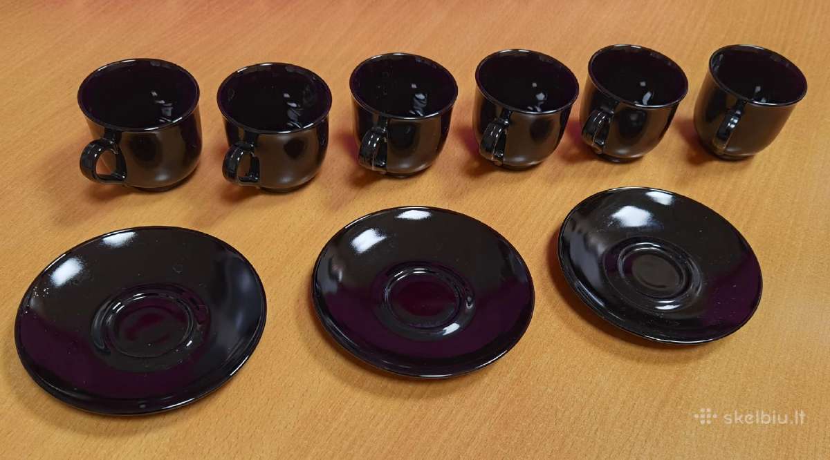 Puodeliai Espresso kavai 6 (tik 3 lėkštelės) - nuotraukos Nr. 2