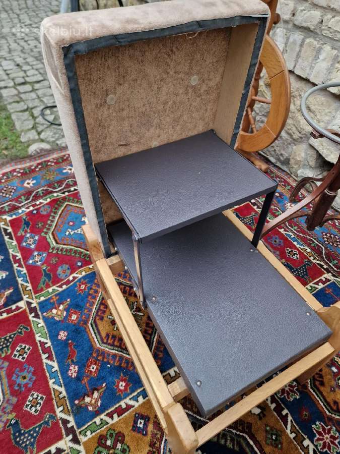 Vintažiniai mid century ąžuoliniai pufai-kopetėlės - nuotraukos Nr. 4