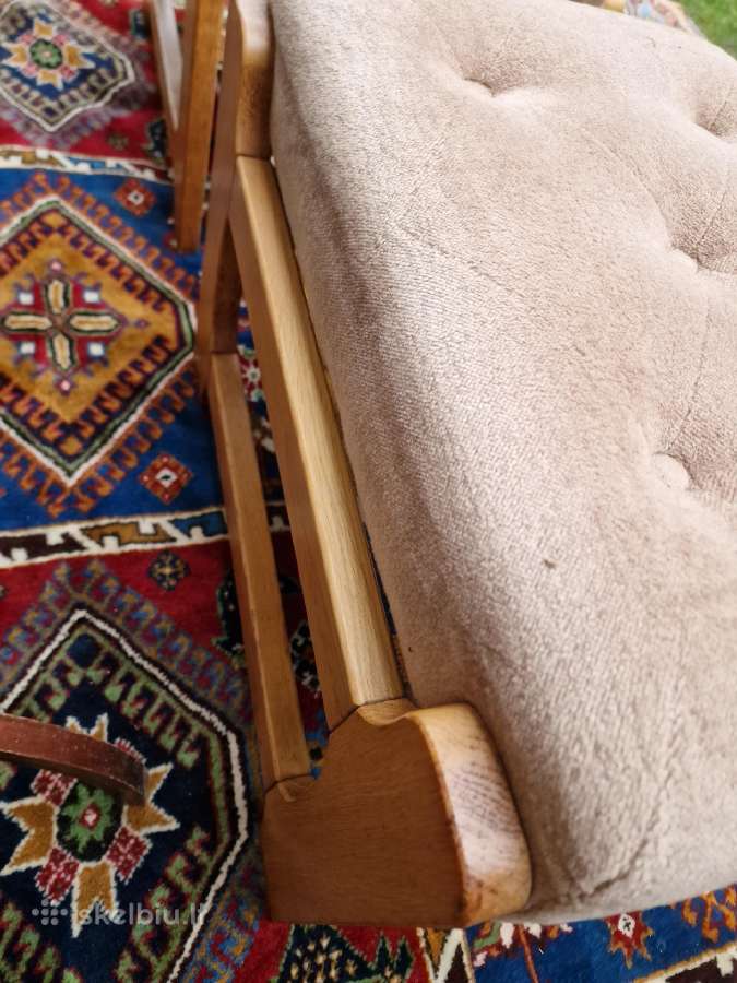 Vintažiniai mid century ąžuoliniai pufai-kopetėlės - nuotraukos Nr. 10