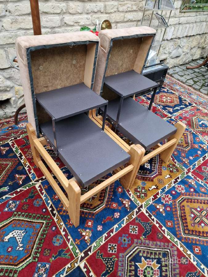 Vintažiniai mid century ąžuoliniai pufai-kopetėlės - nuotraukos Nr. 20
