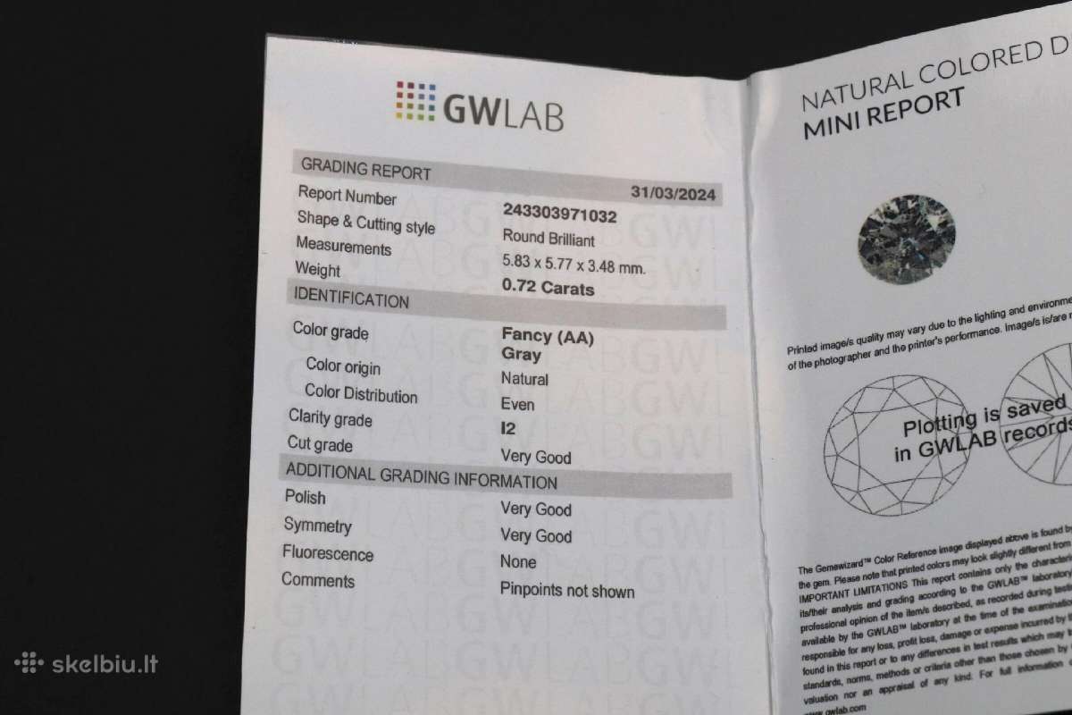 Deimantas, 0.72 ct, kaina 830 eurų - nuotraukos Nr. 2