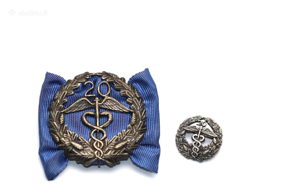 Ženklai (2 Vient.) "Už tarnyba 20 metu", Sidabras,