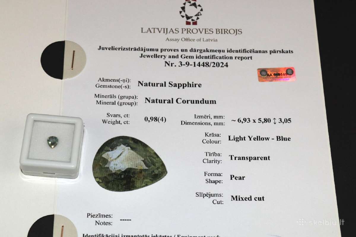 Safiras, 0.98 ct, 6.93x5.80x3.05 мм kaina 230 eurų - nuotraukos Nr. 2