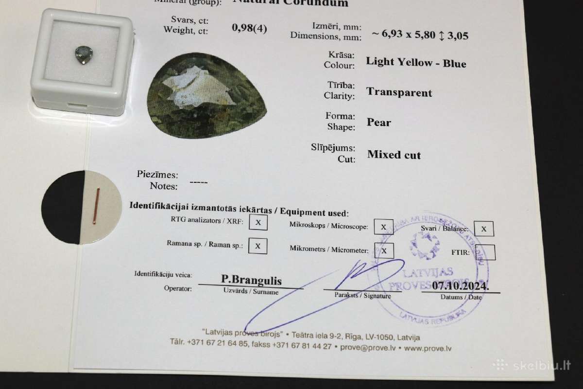Safiras, 0.98 ct, 6.93x5.80x3.05 мм kaina 230 eurų - nuotraukos Nr. 3