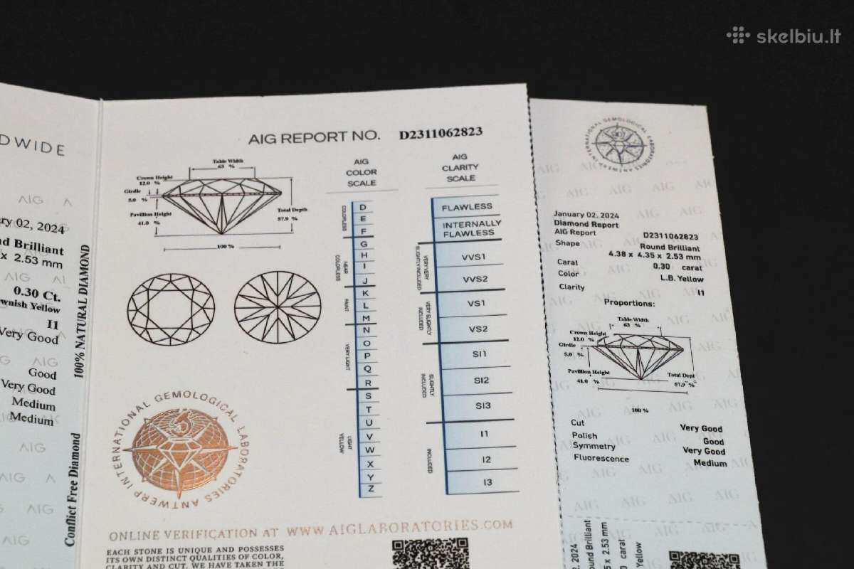 Deimantas, 0.30 ct, 4.38 x 4.35 x 2.53 мм kaina450 - nuotraukos Nr. 4