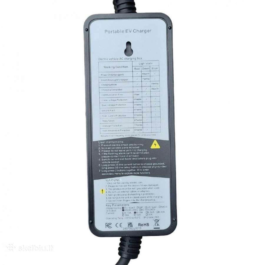Įkrovimo laidas 220v - type 1 ( 16a, 1 fazė 3,6 kw - nuotraukos Nr. 11