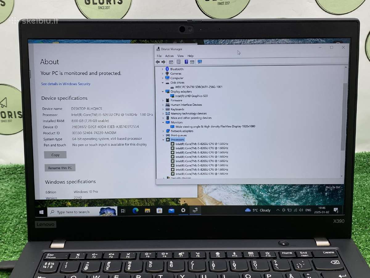 Lenovo Thinkpad X390 i5 8ram 256ssd #1-35 - nuotraukos Nr. 3