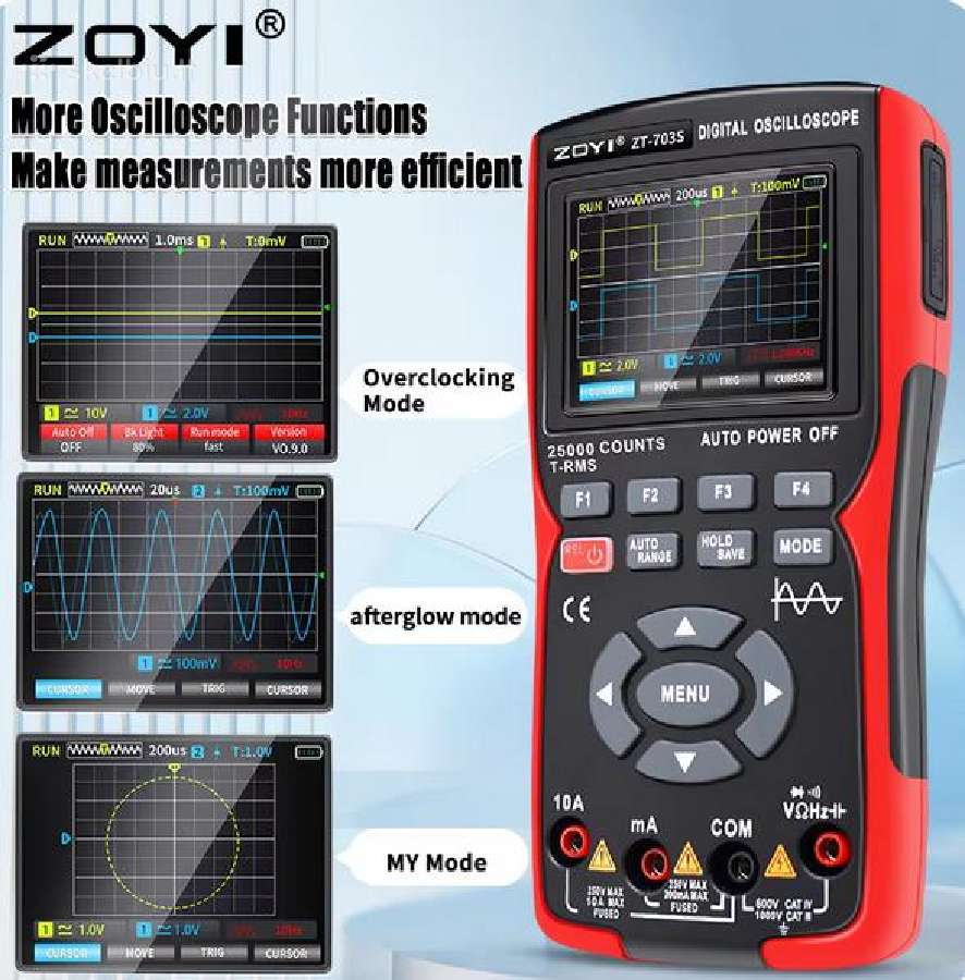 Osciloskopai Zt703s 3in1, Winapex 810b ir Fnirsi - nuotraukos Nr. 13