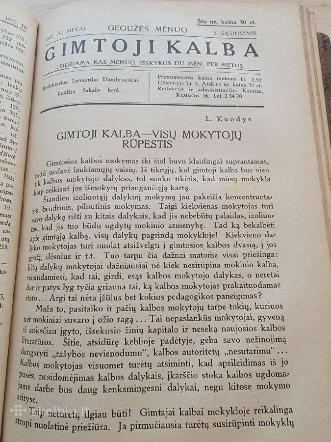 1936-1940 m.laikraščiai "Gimtoji kalba" - nuotraukos Nr. 4