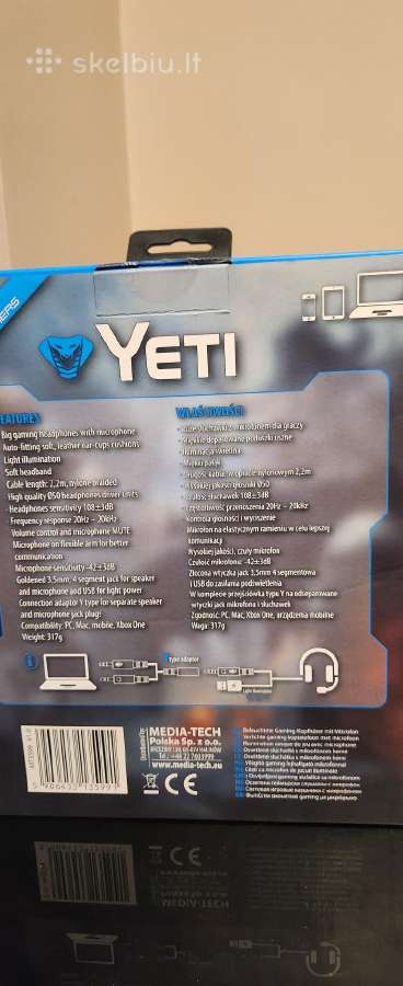 Žaidimų ausinės Media-tech Cobra Pro Yeti Mt3599 - nuotraukos Nr. 2