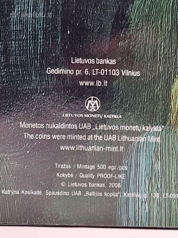 Tiražas tik 500 vnt., Proof, numizmatinis litų rin - nuotraukos Nr. 3