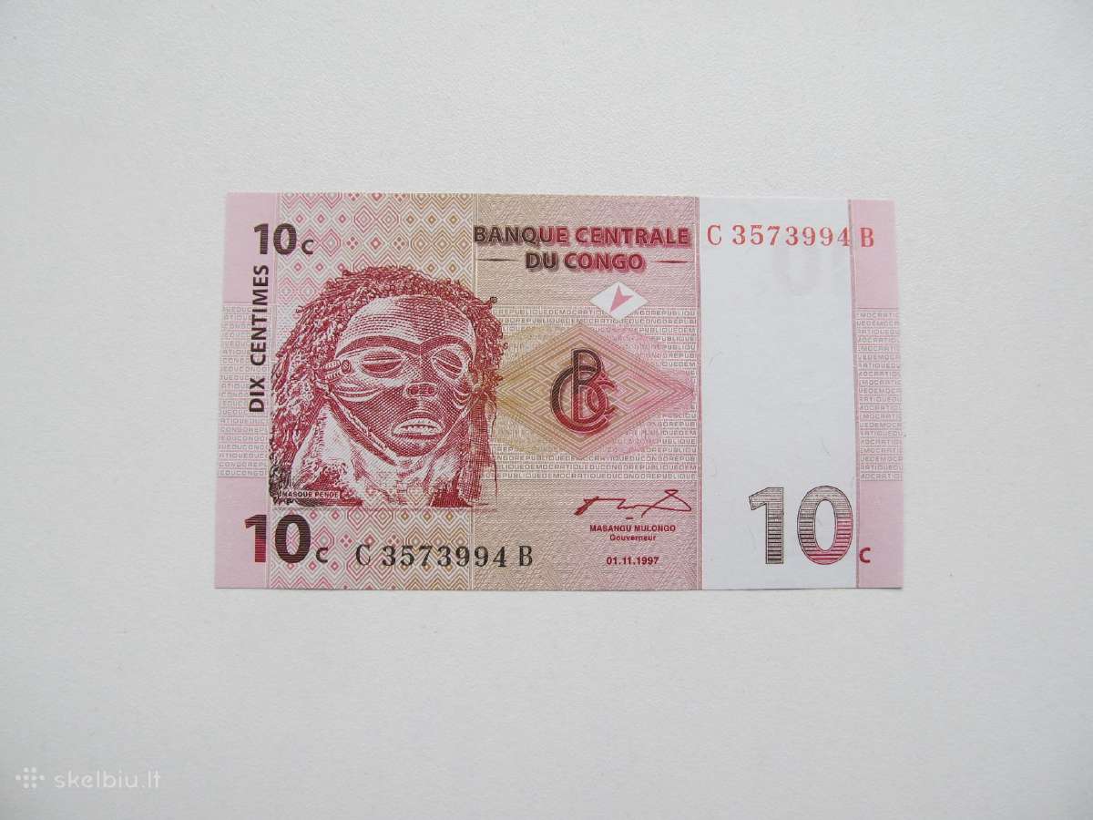 10 ir 50 centimes , Kongas , 1997 Unc