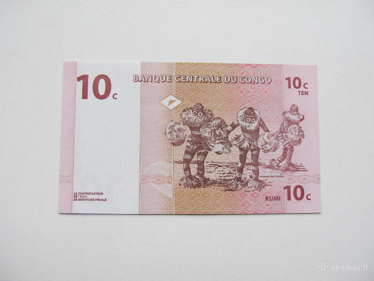 10 ir 50 centimes , Kongas , 1997 Unc - nuotraukos Nr. 2