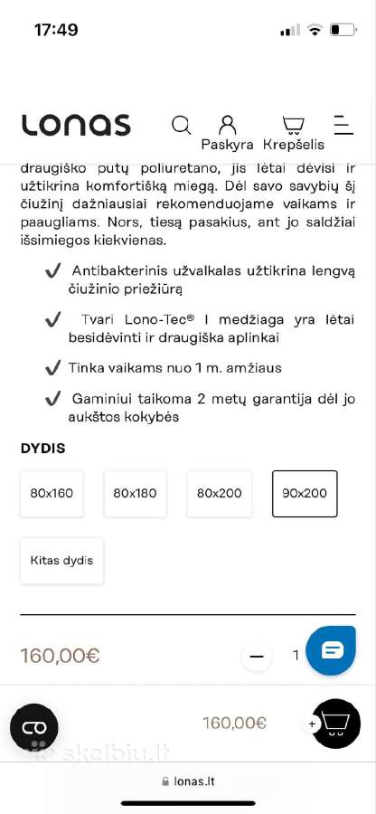 Vaikiška Lova su čiužniu Lonas Miegė 90*200 - nuotraukos Nr. 9