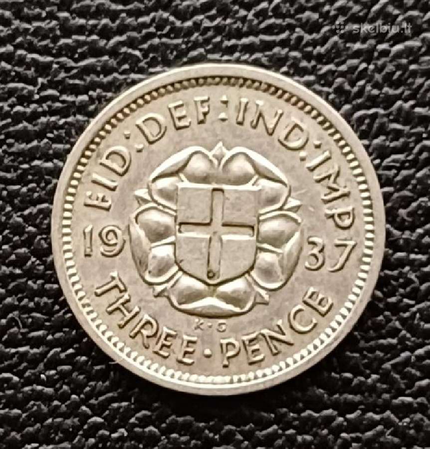 (484) 3 pensai 1937m. UK sidabras.