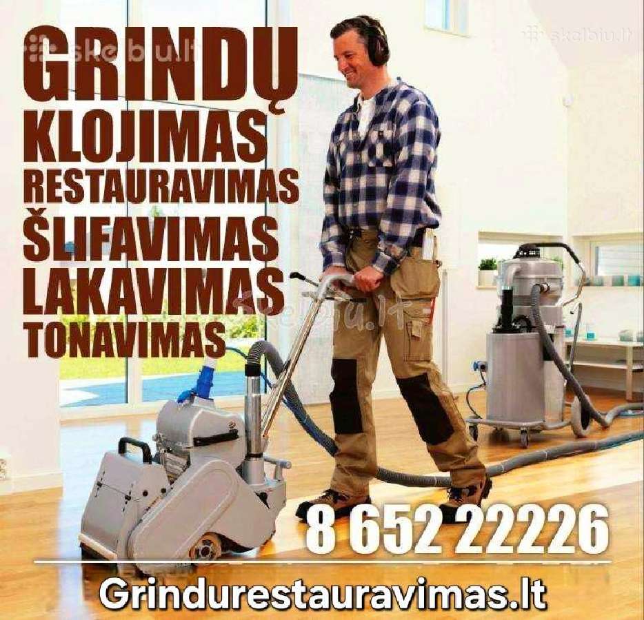 Grindų šlifavimas restauravimas nuo 9eur