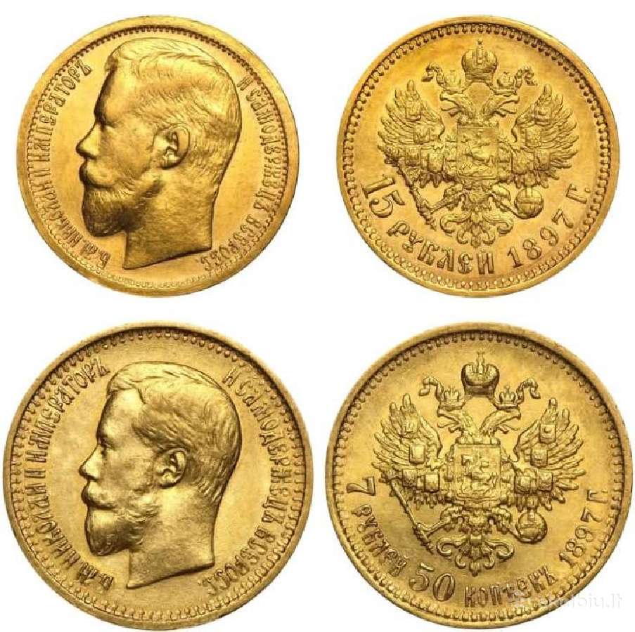Perku 7.5 ir 15 rublių, bei kitas auksines monetas