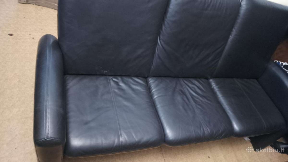Trivietė odinė "begana"sofa - nuotraukos Nr. 2