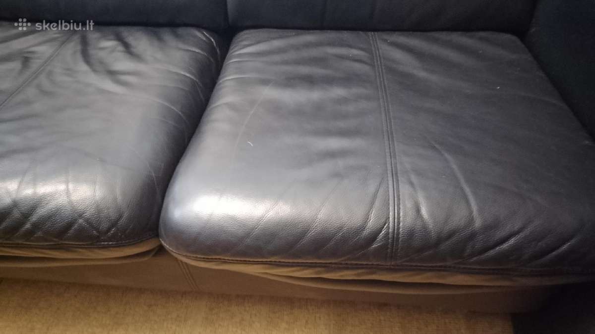 Trivietė odinė "begana"sofa - nuotraukos Nr. 3