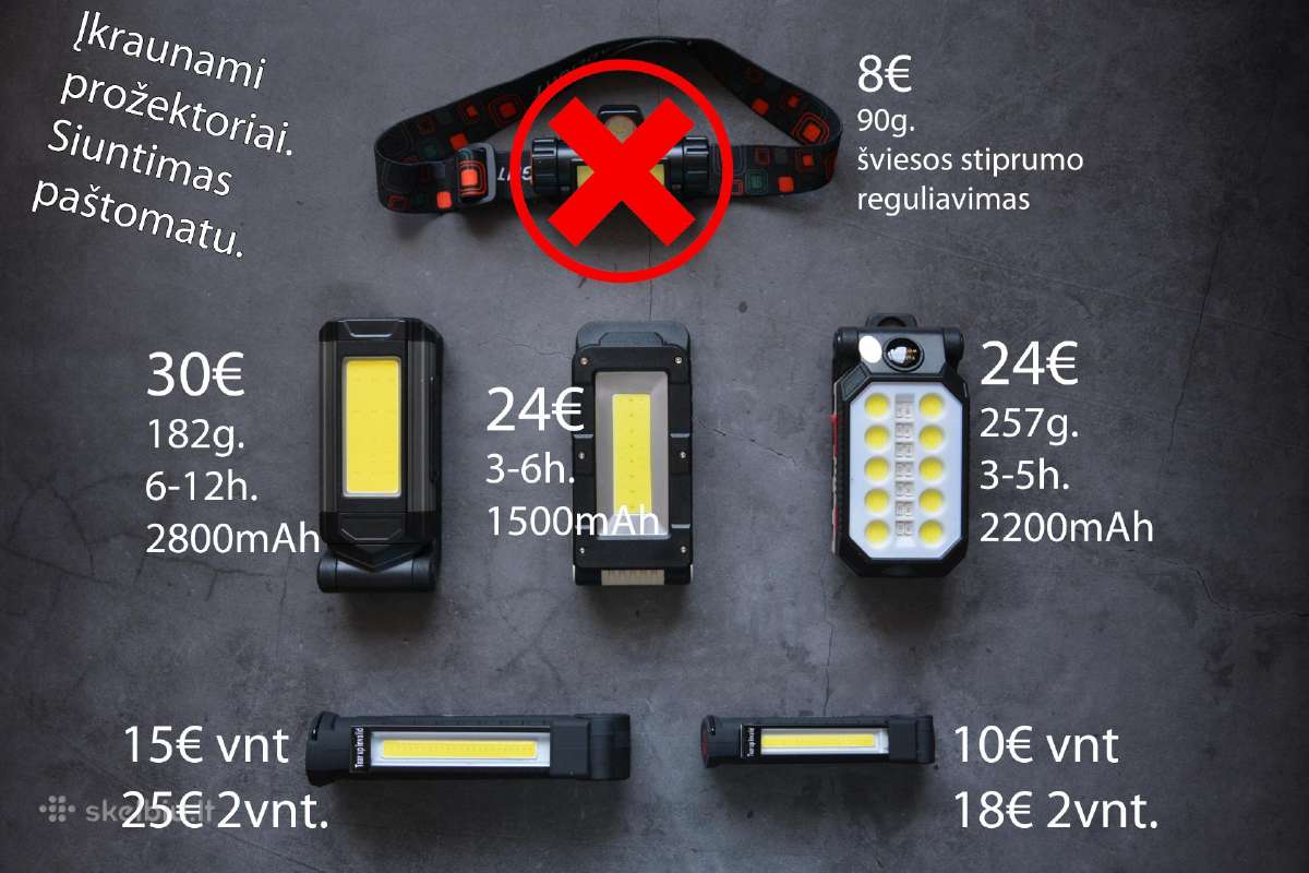 LED įkraunami prožektoriai