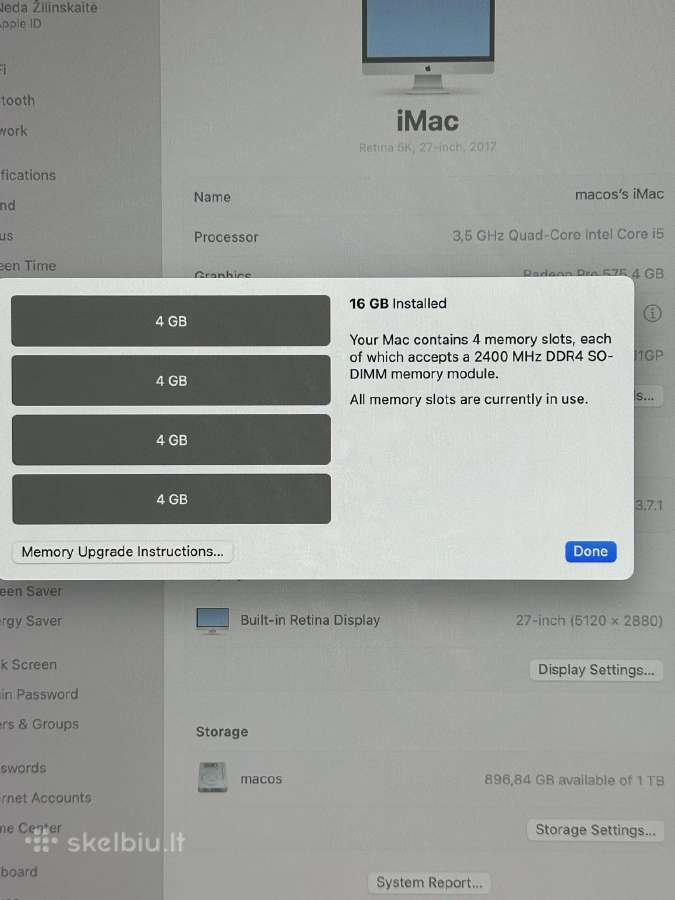 Parduodamas Apple iMac 27" Retina 5k (2017) - nuotraukos Nr. 6